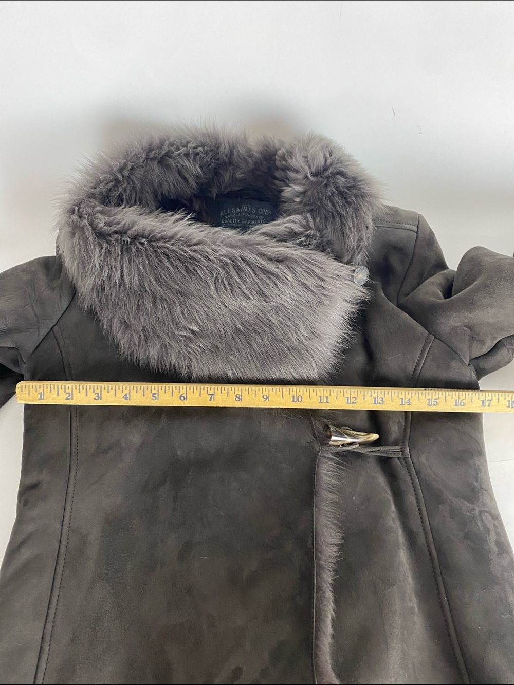 All Saints Ladies PELT Sheepskin shearling Jacket Tagged As Ten Runs Small - Picture 6 of 8